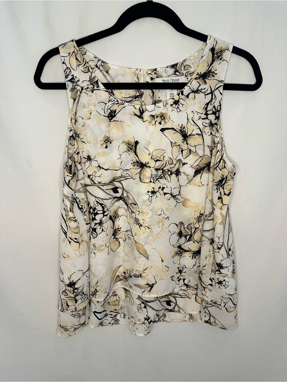 White House Black Market Cream Floral Sleeveless Tank